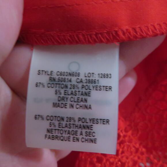 Elie Tahari Womens Sz 10 Glossy Red Samiyah Dress Pleated Red Dress Lace Hem - Picture 9 of 10